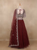 Maroon Floral Embroidered Design Net Lehenga