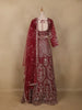 Maroon Floral Embroidered Design Net Lehenga