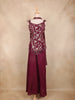 Maroon Floral Embroidered Design Raw Silk Palazzo Suit