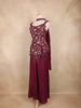 Maroon Floral Embroidered Design Raw Silk Palazzo Suit