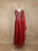 Maroon Floral Embroidered Design Satin Palazzo Suit with Dupatta