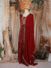 Maroon Floral Embroidered Georgette Gown