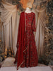 Maroon Floral Embroidered Georgette Gown