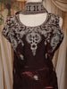Maroon Floral Embroidered Organza Palazzo Suit