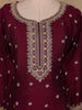Maroon Floral Embroidered Silk Anarkali Suit with Mustard Dupatta