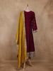 Maroon Floral Embroidered Silk Anarkali Suit with Mustard Dupatta