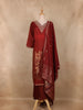 Maroon Floral Embroidered Silk Salwar Suit with Dupatta