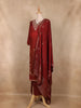 Maroon Floral Embroidered Silk Salwar Suit with Dupatta