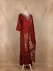 Maroon Floral Embroidered Silk Salwar Suit with Dupatta