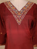 Maroon Floral Embroidered Silk Salwar Suit with Dupatta