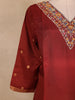 Maroon Floral Embroidered Silk Salwar Suit with Dupatta