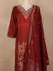 Maroon Floral Embroidered Silk Salwar Suit with Dupatta