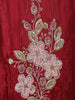 Maroon Floral Embroidered Tissue Silk Palazzo Suit