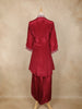 Maroon Floral Embroidered Tissue Silk Palazzo Suit