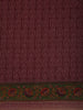 Maroon Floral Motif Printed Karishma Cotton Saree with Contrast Green Floral Border