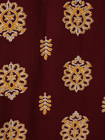 Maroon Floral Print Cotton Kurti - Diadem