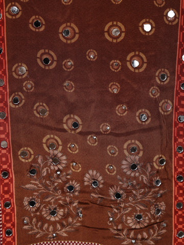 Maroon Floral Print Synthetic Palazzo Salwar Suit - Diadem