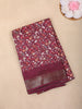 Maroon Floral Printed Chanderi Cotton Saree with Contrast Border