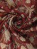 Maroon Floral Printed Chanderi Cotton Saree with Teal Zari Border