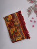 Maroon Floral Printed Chiffon Saree with Stone Embellished Border
