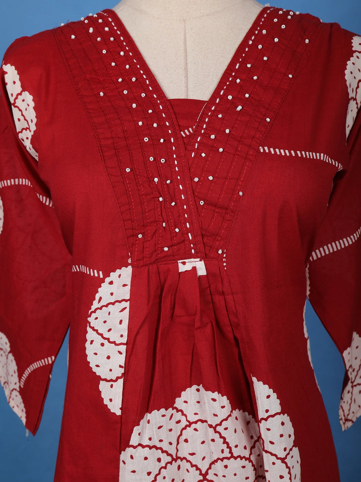 Maroon Floral Printed Cotton Salwar Suit - Diadem