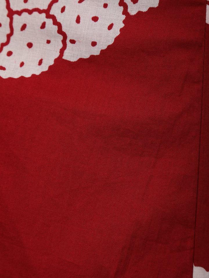 Maroon Floral Printed Cotton Salwar Suit - Diadem