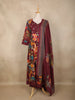Maroon Floral Printed Cotton Anarkali Salwar Suit with Printed Dupatta