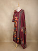 Maroon Floral Printed Cotton Anarkali Salwar Suit with Printed Dupatta