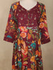 Maroon Floral Printed Cotton Anarkali Salwar Suit with Printed Dupatta