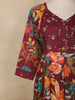 Maroon Floral Printed Cotton Anarkali Salwar Suit with Printed Dupatta