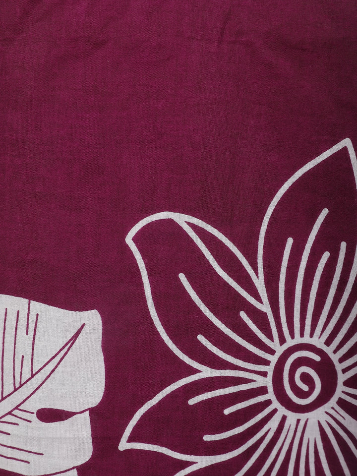Maroon Floral Printed Cotton Salwar Suit - Diadem