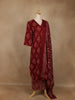Maroon Floral Printed Cotton Salwar Suit with Dupatta - Diadem
