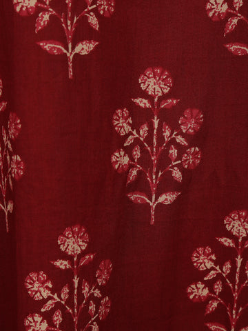 Maroon Floral Printed Cotton Salwar Suit with Dupatta - Diadem