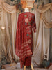 Maroon Floral Printed Cotton Straight Cut Salwar Suit