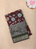 Maroon Floral Printed Design Chanderi Cotton Saree with Contrast Zari Border