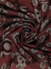 Maroon Floral Printed Design Chanderi Cotton Saree with Contrast Zari Border
