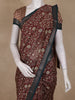 Maroon Floral Printed Design Chanderi Cotton Saree with Contrast Zari Border