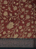 Maroon Floral Printed Design Chanderi Cotton Saree with Contrast Zari Border