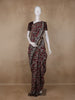 Maroon Floral Printed Design Chanderi Cotton Saree with Contrast Zari Border