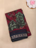 Maroon Floral Printed Design Chanderi Cotton Saree with Contrast Zari Woven Border