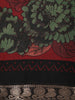 Maroon Floral Printed Design Chanderi Cotton Saree with Contrast Zari Woven Border