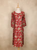 Maroon Floral Printed Design Cotton Kurti