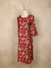 Maroon Floral Printed Design Cotton Kurti