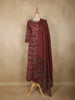 Maroon Floral Printed Design Cotton Straight Cut Salwar Suit with Dupatta
