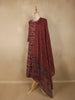 Maroon Floral Printed Design Cotton Straight Cut Salwar Suit with Dupatta