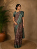 Maroon Floral Printed Design Semi Tussar Saree with Green Border