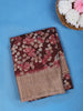 Maroon Floral Printed Raw Silk Saree - Diadem