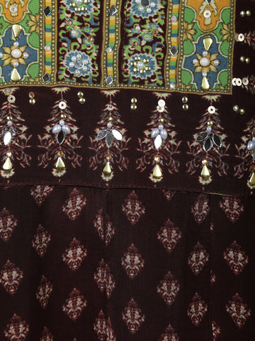 Maroon Floral Printed Synthetic Salwar Suit - Diadem