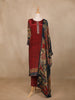 Maroon Floral Printed Synthetic Salwar Suit