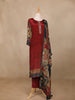 Maroon Floral Printed Synthetic Salwar Suit